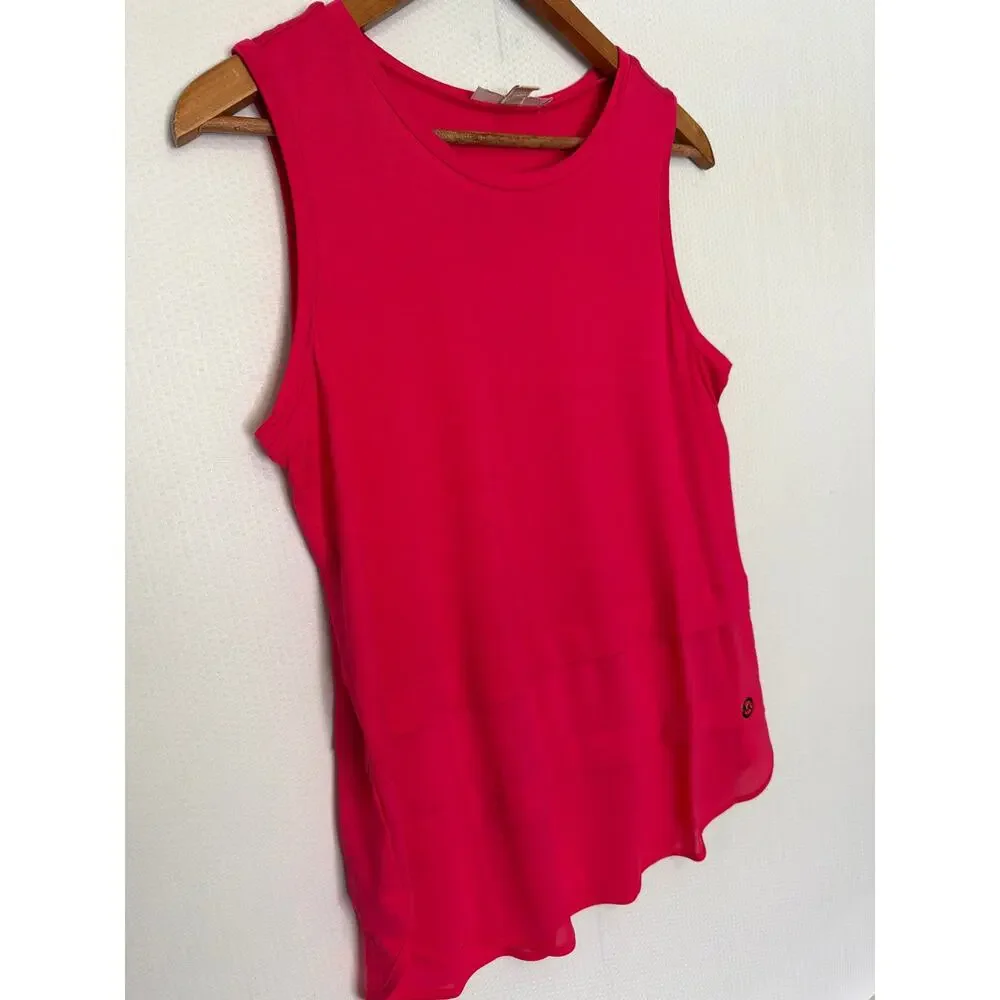 Michael Kors Pink Sleeveless Lightweight Blouse Layered Chiffon‎ Hem Size M